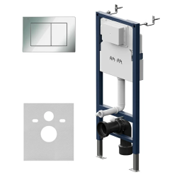 Инсталляция AM.PM PrimeFit с механической клавишей S цвет хром (клавиша смыва, двойного слива), система для подвесного унитаза, со скрытым смывным бачком (бак), комплект