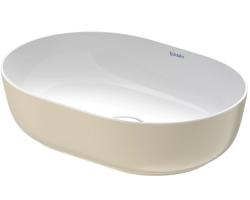 Раковина DURAVIT Luv WonderGliss 50х35х14 см, накладная, овальная, санфарфор, цвет белый глянцевый/песочный матовый, без отверстия/площадки под смеситель, антигрязевое покрытие, без перелива
