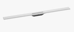 Решетка Hansgrohe RainDrain Flex 120, для пристенного монтажа, для душевого трапа, укорачиваемая, 120х7,6 см, цвет матовый белый, для душа в пол, нержавеющая сталь, прямоугольная