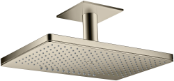 Верхний душ AXOR ShowerSolutions 460/300 3jet, с потолочным подсоединением, потолочный монтаж, прямоугольный, с 3 режимами, размер 46,6х30 см, металлический, цвет: шлифованный никель, для душа/ванной