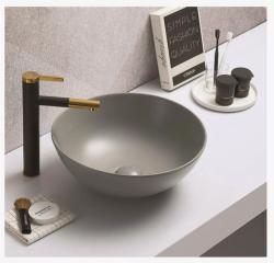 Раковина для ванной CeramaLux NC 104MH-5 41,5х15,5х41,5 накладная, круглая, керамическая/фарфоровая, цвет светло-серый, без отверстия под смеситель, без слива-перелива