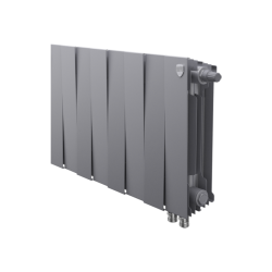 Радиатор отопления Royal Thermo PianoForte 300 Silver Satin VDR80 (8 секций) биметаллический, нижнее, правое подключение, для квартиры, дома, водяные, мощность 928 Вт, настенный, батарея, серебристый