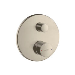 Смеситель для ванны Axor Uno однорычажный, с рукояткой zero, скрытого монтажа, настенный/встраиваемый, круглый, латунный, без излива, керамический, цвет шлифованный никель, без душевого шланга/лейки