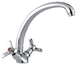 Смеситель для кухни/мойки LEDEME, двухвентильный, поворотный, силуминовый, длина излива 210 мм, силумин, цвет хром