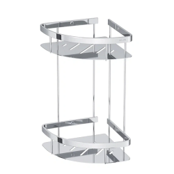 Полка AM.PM Sense L, двухъярусная, настенная, нержавеющая сталь, форма четверть круга, цвет хром A7454200