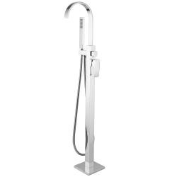 Смеситель для ванны/душа ABBER Weiss Wasserfall напольный, однорычажный, неповоротный, длина излива 200 мм, латунь, цвет хром