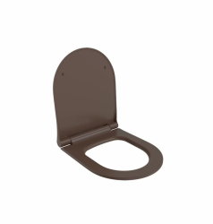 Cидение для унитаза Ambassador Nord, 355х440х27 мм, (тонкое), дюропласт, цвет- коричневый матовый, с крышкой, Soft Close (микролифт), округлое