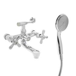 Смеситель для ванны/душа Accoona, настенный, двухвентильный, поворотный, керамический, длина излива 130 мм, латунь, цвет хром