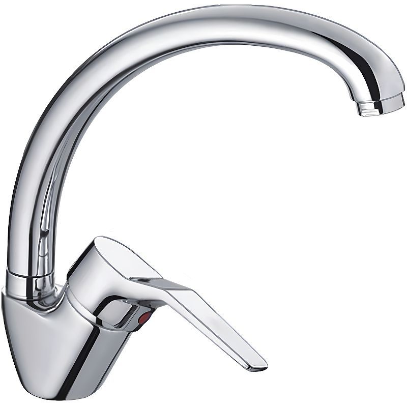 Смеситель для кухни/мойки HAIBA однозахватный, поворотный, латунный, с высоким изливом, длина 213 мм, латунь, цвет хром