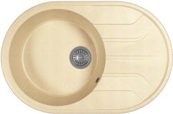 Мойка кухонная BAMBOO Лиана 760, 50х76х19,7 см, встраиваемая сверху, литьевой мрамор, овальная, цвет дюна, отверстие под смеситель отмечено с лицевой стороны, с крылом, слив-перелив, врезная в столещницу