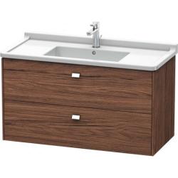 Тумба под раковину Duravit Brioso, 102х46,9х56,3 см, подвесная, 2 выдвижных ящика, ДСП, цвет: орех темный/хром, шкафчик навесной, механизм доводчика, прямоугольная, правая/левая, в ванную комнату