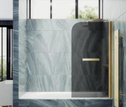Душевая шторка на ванну MaybahGlass, 140х40 см, графитовое матовое стекло/профиль золото, поворотная, закаленное стекло 6 мм, плоская/панель, правая/левая, правосторонняя/левосторонняя, универсальная
