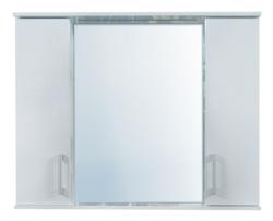 Зеркальный шкаф Loranto Модерн 90, 90х74 см, подвесной, цвет белый, зеркало с подсветкой LED/ЛЭД, с 2 распашными дверцами/двустворчатый, полка, механизм доводчика, прямоугольный, левый/правый, левосторонний/правосторонний