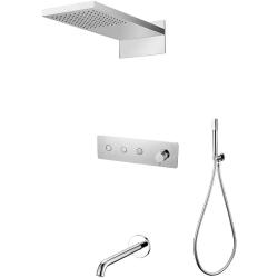 Душевая система Boheme Fusion, встраиваемая, цвет хром, комплект: однорычажный смеситель/излив/тропический душ (с верхней лейкой)/лейка/шланг, встраиваемый (скрытый) монтаж
