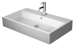 Раковина DURAVIT Vero Air WonderGliss 80х47х16,5 см, подвесная, прямоугольная, санфарфор, шлифованная, цвет белый, без отверстия под смеситель, антигрязевое покрытие, слив/перелив