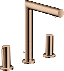 Смеситель для раковины/умывальника Axor Uno 200, на 3 отверстия, двухвентильный, с рукоятками zero, поворотный излив, длина излива 18,3 см, керамический, латунь, цвет полированное красное золото, со сливным гарнитуром