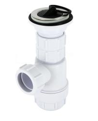 Сифон бутылочный McAlpine 1 1/4""x32 мм, с выпуском 60 мм, нерж. решетка  с пробкой,  для раковины, мойки арт. MRW2L