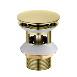 Донный клапан Aquatek AQ6002PG с переливом, цвет полированное золото, click/clack, 66х78 мм латунь, для раковины/умывальника