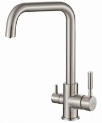 Смеситель для кухни/мойки ZorG Steel Hammer 715, под фильтр, однорычажный, поворотный, керамический картридж, длина излива 210 мм, латунь, цвет сатин