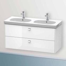 Тумба под раковину Duravit Brioso, 117х46,9х56,3 см, подвесная, 2 выдвижных ящика, ДСП, цвет: белый глянец/хром, шкафчик навесной, механизм доводчика, прямоугольная, правая/левая, для раковины D-Code, в ванную комнату