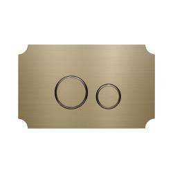 Кнопка смыва KK-POL Aquafiori Vintage прямоугольная, цвет шампань, нержавеющая сталь, клавиша управления для сливного бачка, инсталляции унитаза, двойная, механическая, панель, универсальная, размер 285х175х14 мм