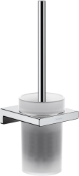 Ершик для туалета Hansgrohe AddStoris с держателем, настенный, латунный/стеклянный, форма круглая, для туалета/унитаза, с туалетной щеткой, в ванную/туалет, цвет хром