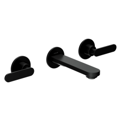 Смеситель для раковины/умывальника Cersanit Oliva встраиваемый/настенный, двухрычажный, неповоротный, латунь, длина излива 150 мм, цвет черный