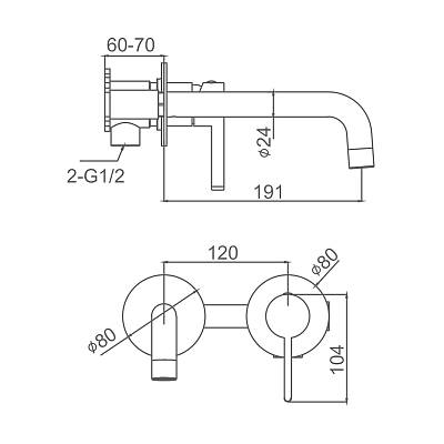 Смеситель для раковины/умывальника Splenka S221.11.09 встраиваемый, однорычажный, неповоротный, нержавеющая сталь, длина излива 191 мм, керамический, цвет графит