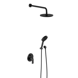 Душевая система Damixa Apollo встраиваемая, цвет черный матовый, комплект: смеситель/тропический душ круглый (с верхней лейкой)/лейка/шланг, латунь/ABS-пластик/ПВХ, скрытого монтажа 