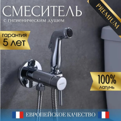 Смеситель с гигиеническим душем Accoona, встраиваемый, однорычажный, керамический, без излива, с гибким шлангом/лейкой, латунь, цвет хром