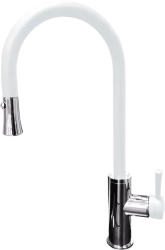 Смеситель для кухни/мойки GranFest, однорычажный, керамический картридж, высокий, с поворотным изливом, длина 192 мм, латунь, цвет иней