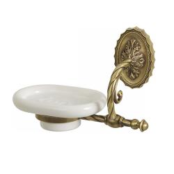 Мыльница Migliore Edera, настенная, керамика/латунь, форма округлая, для душа/мыла, в ванную/туалет/душевую кабину, цвет бронза/белый