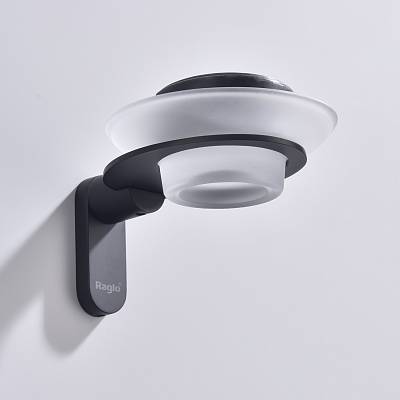 Мыльница Raglo R300.02.06 с держателем, настенная, стекло/нержавеющая сталь, круглая, для мыла, в ванную комнату, цвет черный