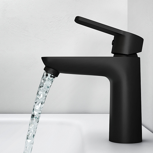 Смеситель для раковины/умывальника Abelsberg Lineara однорычажный, неповоротный/фиксированный, излив длина 88 мм высота 104 мм латунь, цвет вулканический черный