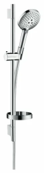 Душевой гарнитур Hansgrohe Raindance Select S 120/Unica EcoSmart, высота 65 см, комплект: ручной душ/душевая штанга/шланг для душа/ползунок/мыльница, металлический/пластиковый, цвет хром, наружного монтажа, настенный, для душа/ванной
