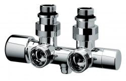 Узел Н-образный TopFAR для одно-и двухтрубных систем с термостатическим и запорными клапанами, угловой, 3/4" ЕК НРх1/2"НР, EPDM, серебро