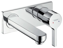 Смеситель для раковины Hansgrohe Metris, скрытого монтажа, настенный, однорычажный, фиксированный излив, длина 16,5 см, керамический, латунь, цвет хром, слив/перелив Смеситель для раковины Hansgrohe Metris, скрытого монтажа, настенный, однорычажный, фиксированный излив, длина 16,5 см, керамический, латунь, цвет хром, слив/перелив