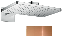 Верхний душ AXOR ShowerSolutions 460/300 1jet, с держателем, с квадратной розеткой, настенный монтаж, прямоугольный, с 1 режимом, размер 46,6х27 см, металлический, цвет: полированная медь, для душа/ванной