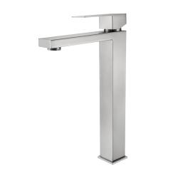 Смеситель для раковины/умывальника SS Oliveeka OL-962008G-BN высокий, однорычажный, неповоротный, фиксированный, длина излива 161 мм, нержавеющая сталь, цвет никель матовый