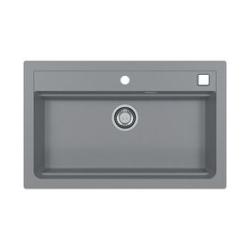 Мойка кухонная ALVEUS GRANITAL ATROX 40 CONCRETE-G81 79х50х19,5 см, врезная, искусственный гранит, прямоугольная, цвет бетон, с отверстием под смеситель, в комплекте с сифоном 1132823