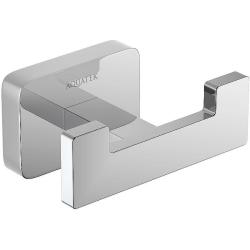 Крючок двойной Aquatek Либра настенный, латунь, форма квадратная, для полотенец/халатов в ванную/туалет/душевую кабину, цвет хром