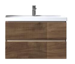 Тумба под раковину Velvex Mondi 800-0-2, 790х356х490 мм подвесная, цвет акация темная, 2 выдвижных ящика, подходит раковина Classica 80 Slim, универсальная, в ванную комнату