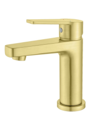 Смеситель для раковины/умывальника Aquatek Лугано однорычажный, неповоротный, фиксированный излив, длина 106 мм высота 106 мм, латунь, цвет шлифованное золото