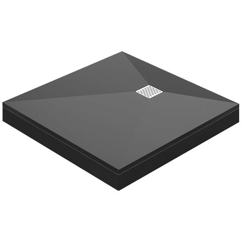 Душевой поддон BAS Essentia R, литьевой 90х90 см, черный, антискольжение, (без установочного комплекта, без экрана, без слива), четверть круга/угловой