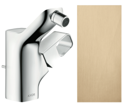 Смеситель для биде Axor Urquiola однорычажный, керамический, фиксированный излив, длина 10,4 см, латунь, цвет шлифованная бронза, без шланга/лейки, с донным клапаном