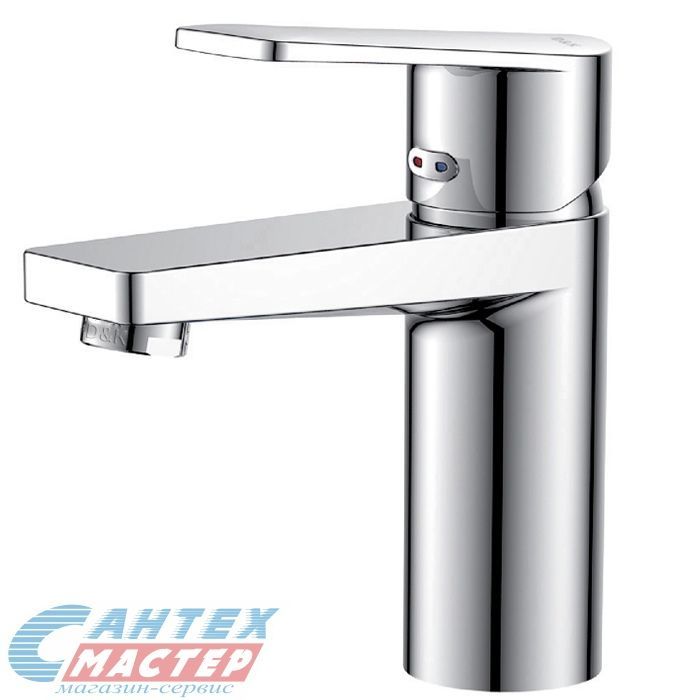 Смеситель для раковины D&K Lessing Rhein однорычажный, излив короткий, длина 109 мм, керамический, латунь, цвет хром, без донного клапана