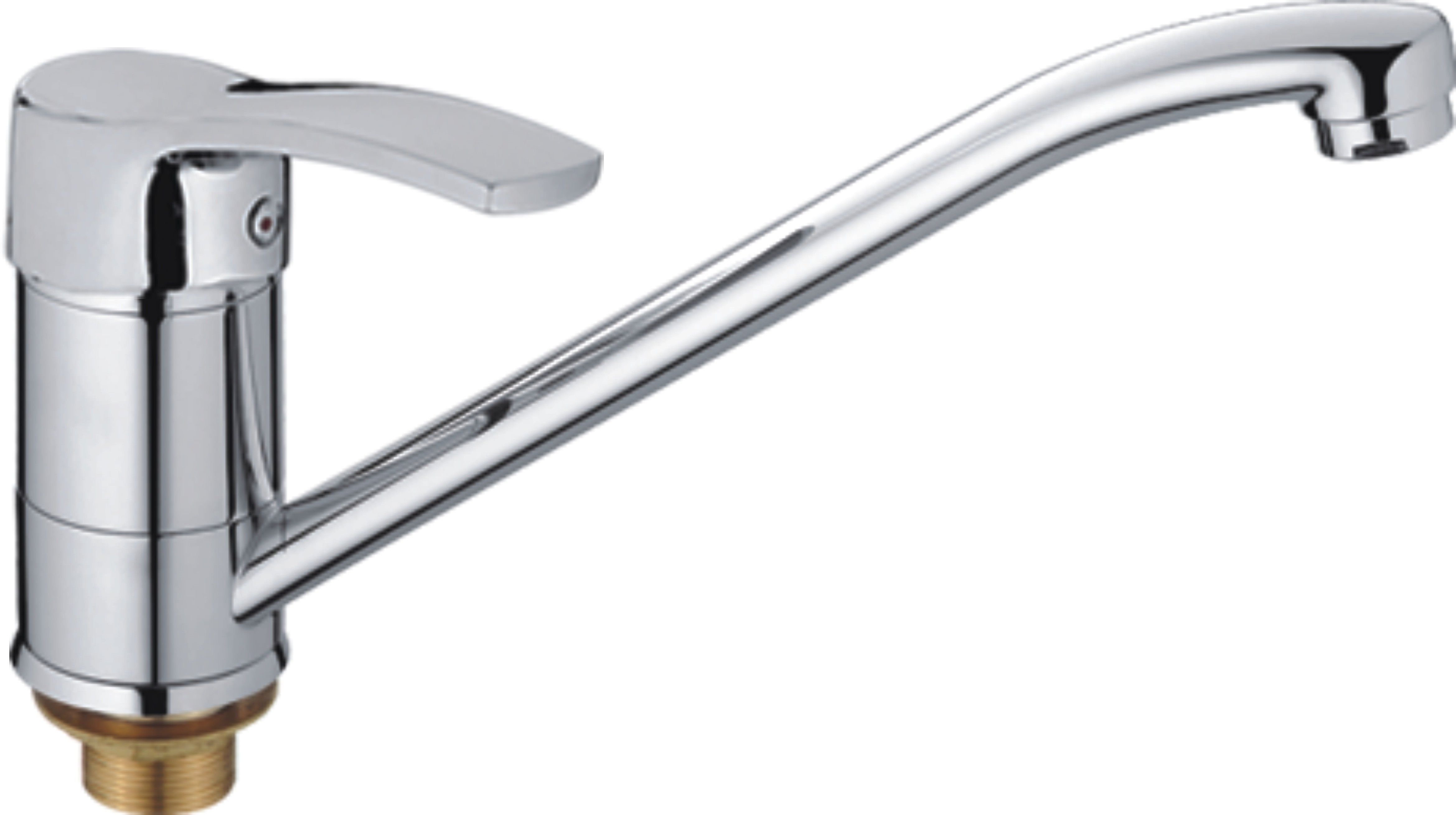 Смеситель для кухни/мойки HAIBA однозахватный, поворотный, латунный, с длинным изливом, длина 274 мм, латунь, цвет хром