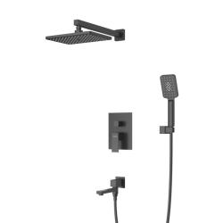 Душевая система Cezares Slider встраиваемая, цвет черный матовый, комплект: однорычажный смеситель/поворотный излив/тропический душ (с верхней лейкой)/лейка/шланг, встраиваемый (скрытый) монтаж