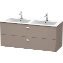 Тумба под раковину Duravit Brioso, 129х47,9x55,3 см, подвесная, 2 выдвижных ящика, ДСП, цвет: базальт/хром, шкафчик навесной, механизм доводчика, прямоугольная, правая/левая, в ванную комнату