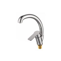 Смеситель для кухни/мойки Accoona, однорычажный, поворотный, керамический, длина излива 202 мм, цинк, цвет хром